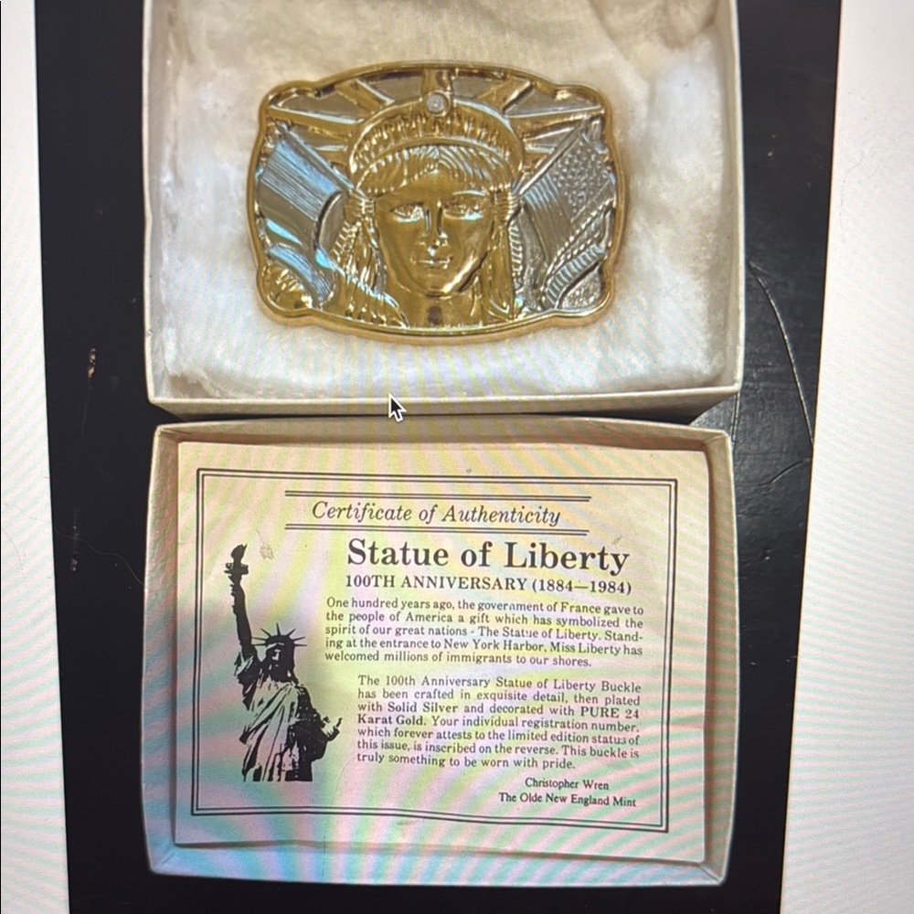 Statue of Liberty Commemorative Belt Buckle 100th Anniversary Ltd Edition New